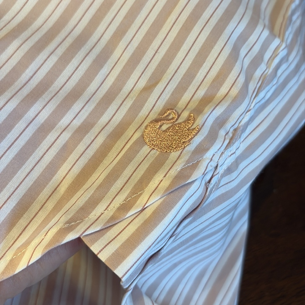 Gloria Vanderbilt Pink Striped Button Down Wrinkle Resistant Oversized Shirt - Picture 9 of 11